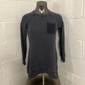 Soft Surroundings dark grey waffle thermal tunic shirt With pocket small